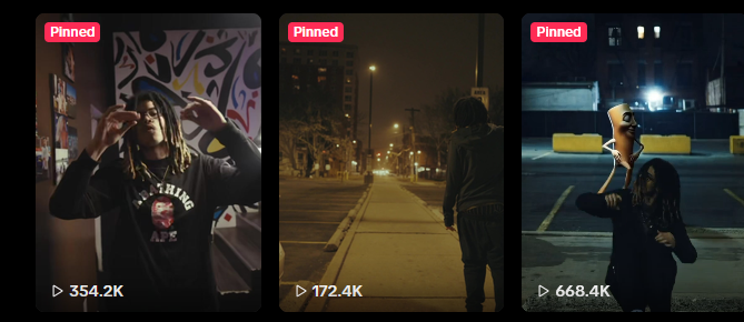 Pinned HeartKadin social clips with public view counts.