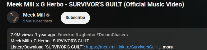 YouTube proof for Meek Mill and G Herbo Survivors Guilt.